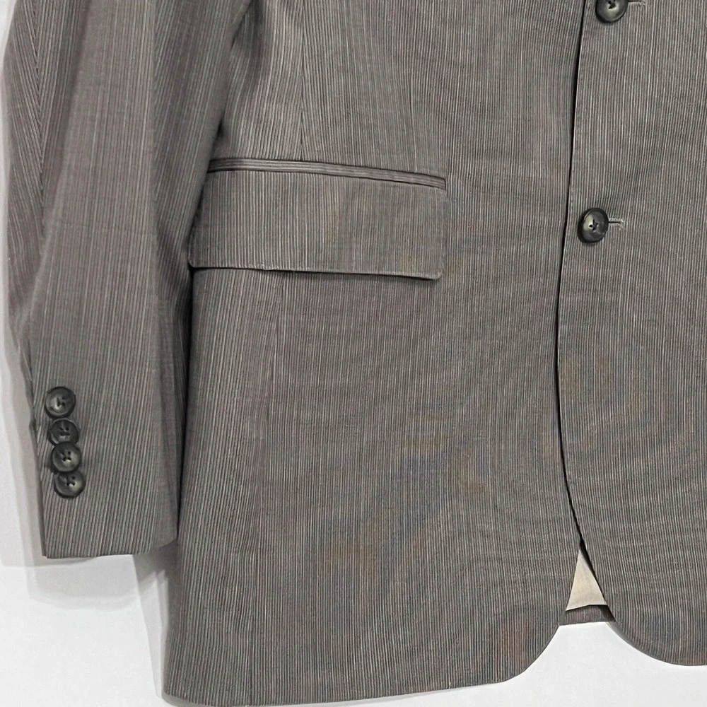 Murano Collezione Wool Blazer Sport Coat Jacket Lt Brown 2 Button Stripe 40L